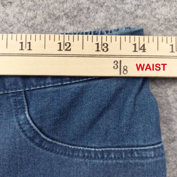 Isaac Mizrahi Live Sz 8 Stretch Denim Jeans Pull On Back Elastic Waist Bootcut - Picture 3 of 11